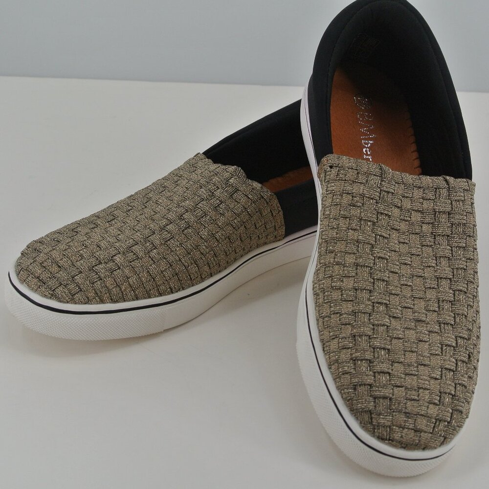 Bernie Mev Golden Woven Loafers Flats‎ Slip-Ons EU 40 NWT